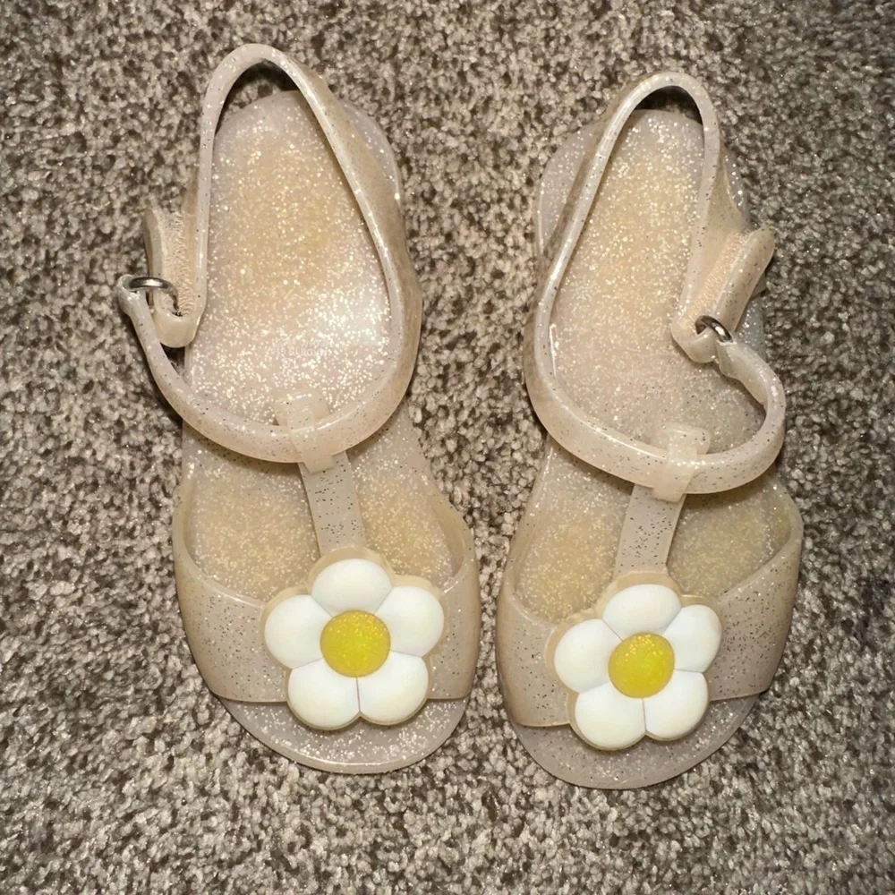 Kids Old Navy Glitter Sandals with Flower Accent